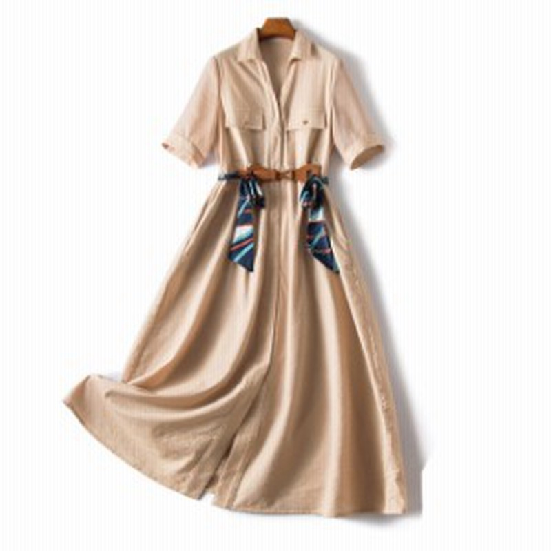 大きいサイズのレディースシャツワンピース Aライン ロングワンピース 無地 七分袖 マキシワンピース 襟付き ベルテッド ロング フレア 通販 Lineポイント最大1 0 Get Lineショッピング