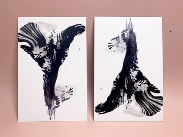 拉線畫明信片–憂鬱條紋狗