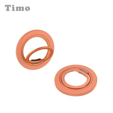 【Timo】360°旋轉 MagSafe磁吸金屬手機支架/指環扣-橘色