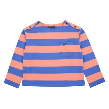 Crocodile Junior小鱷魚童裝-肩部鈕扣設計條紋T恤- C66452-10