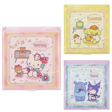 小禮堂 Sanrio 三麗鷗 隨身小方鏡 (菱格紋款) Kitty 酷洛米 布丁狗