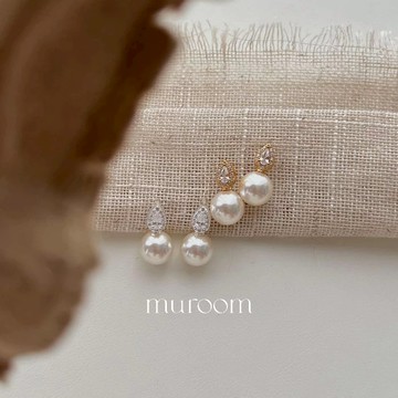閃亮登場【100% 純銀耳環】施家珍珠 小鑽 muroom 通體純銀[M48]