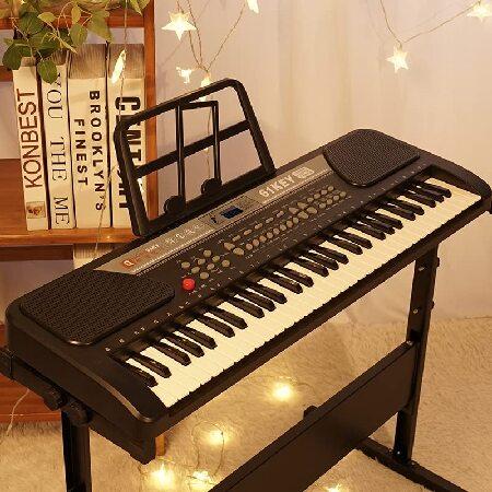 iMeshbean 61 Key Music Electronic Keyboard Electric Digital Piano Organ w Stand Optional (Black keyboard with stand)