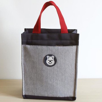 優質帆布 條紋小熊A4文件包 復習袋復習包 手拎長款包 購物袋