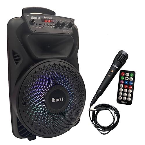 Iburst Portable Bluetooth PA Speaker System 600W Rechargeable Outdoor Subwoofer, Microphone in, Party Lights, USB, Radio, Microphone   Remote Stereo L