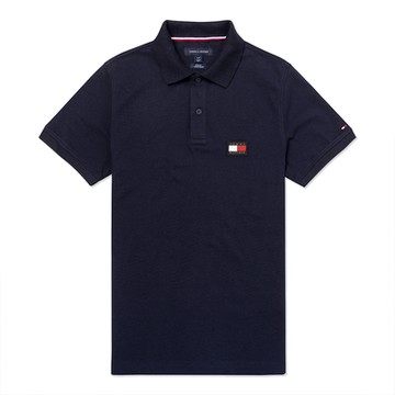 TOMMY 熱銷貼布大Logo短袖Polo衫-深藍色
