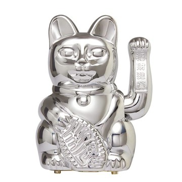 【預購】【La boite 樂盒】Jumbo Lucky Cats特大號幸運繽紛自動招手招財貓-幸運閃銀色