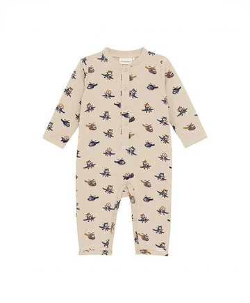 直升機動物園褐色長袖連身兔裝80cm