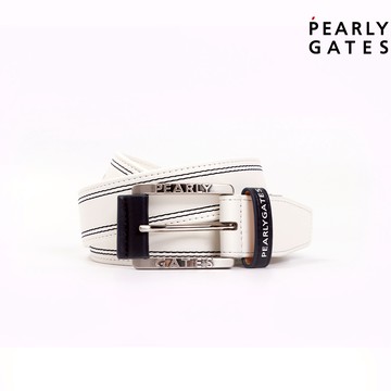 【ṔEARLY GATES】男女款白色柔軟皮質伸縮舒適品牌經典款皮帶 JLV02201