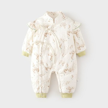 嬰兒加棉連體衣寶寶120克夾棉秋冬無骨哈衣薄棉加厚國風爬服兒童鑫弘-萌寶童裝可開發票