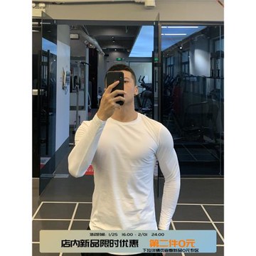 irontrap秋冬打底圓弧純色健身衣服長袖t恤男緊身衣速干上衣運動