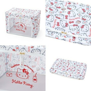 【震撼精品百貨】凱蒂貓_Hello Kitty~日本SANRIO三麗鷗 Kitty尼龍支架窗口衣物收納箱(大頭滿版款)*31380