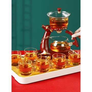 創意玻璃自動茶具套裝家用磁吸懶人泡茶神器耐熱功夫茶杯壺小青柑