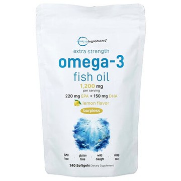 Micro Ingredients, Omega-3 Fish Oil, Lemon , 240 Softgels (600 mg per Softgel)