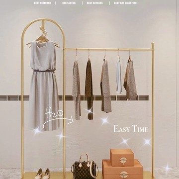 ??快速出貨 可開發票 輕奢金色服裝店展示架落地衣架圓形衣服架女裝陳列架直播衣架