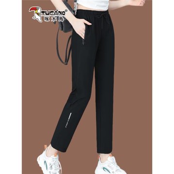 啄木鳥冰絲速干褲子女夏季2025新款薄款時尚洋氣休閑褲運動長褲子