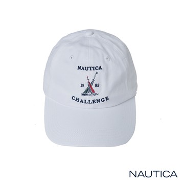 Nautica 品牌LOGO帆船刺繡棒球帽-白色