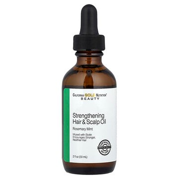California Gold Nutrition, 強韌頭髮和頭皮護理油，生物維生素，迷迭香薄荷，2 液量盎司（59 毫升）