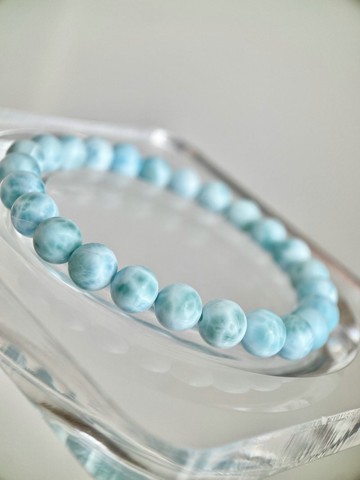 天然拉利瑪海紋石 手鏈 7.6mm