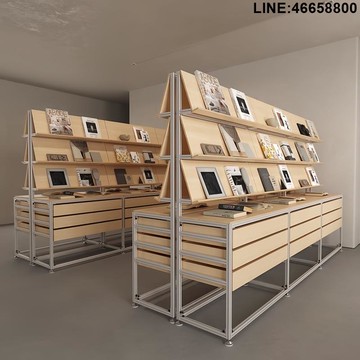 免運 開立發票 置物架 收納架 展覽架 圖書館展架 展示架 組合架 樺木海洋板鋁型材展示架貨架收納展覽書架文件抽屜陳列樣品中島臺