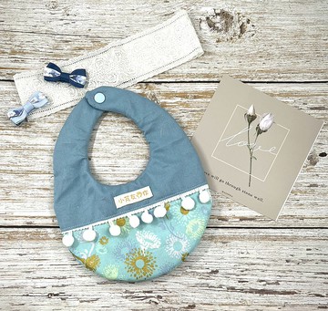 蛋蛋兜 六層紗圍兜 藍色蒲公英