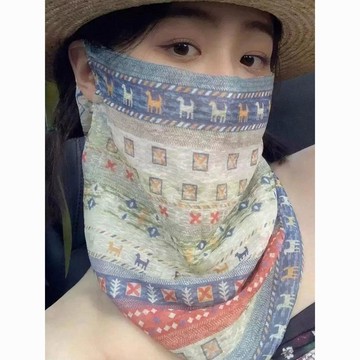 🚀隔日出🔥7.23🔥冰絲防曬面罩 一體掛耳口罩 女用面紗 夏季透氣遮臉面罩 騎車機車戶外脖圍 防風頸套