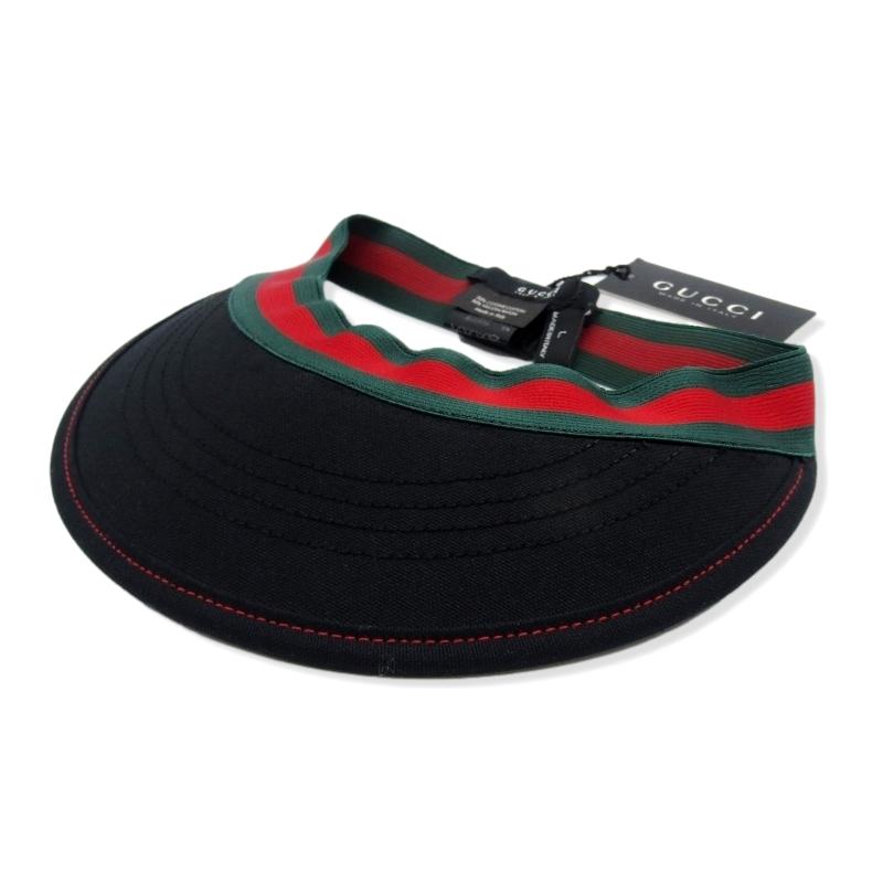 美品 GUCCI グッチ サンバイザー 125561 XT032 1000 シェリー 