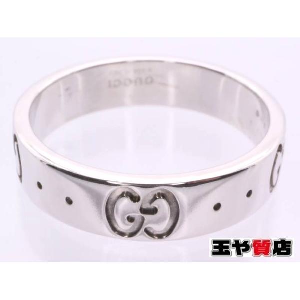 グッチ GUCCI アイコンリング 7号 K18WG ホワイトゴールド GG柄