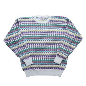 80s Islander Cotton 彩色立體織紋毛衣