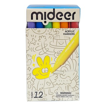 mideer 麥克筆 水性壓克力顏料 MD3388  12色  1盒