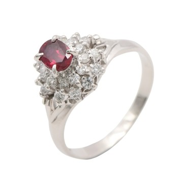 JEWELRY 無品牌珠寶 戒指 #55 紅寶石 鑽石 PT900鉑金 【二手名牌BRAND OFF】