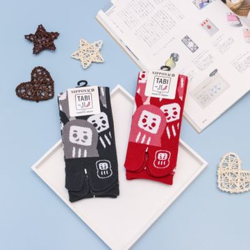 TABI-JI奈良足袋襪(分趾襪)-中高襪(13-18公分)-達摩(紅/黑)