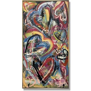 抽象彩色愛心畫布畫作｜原創街頭風格｜鮮豔藝術