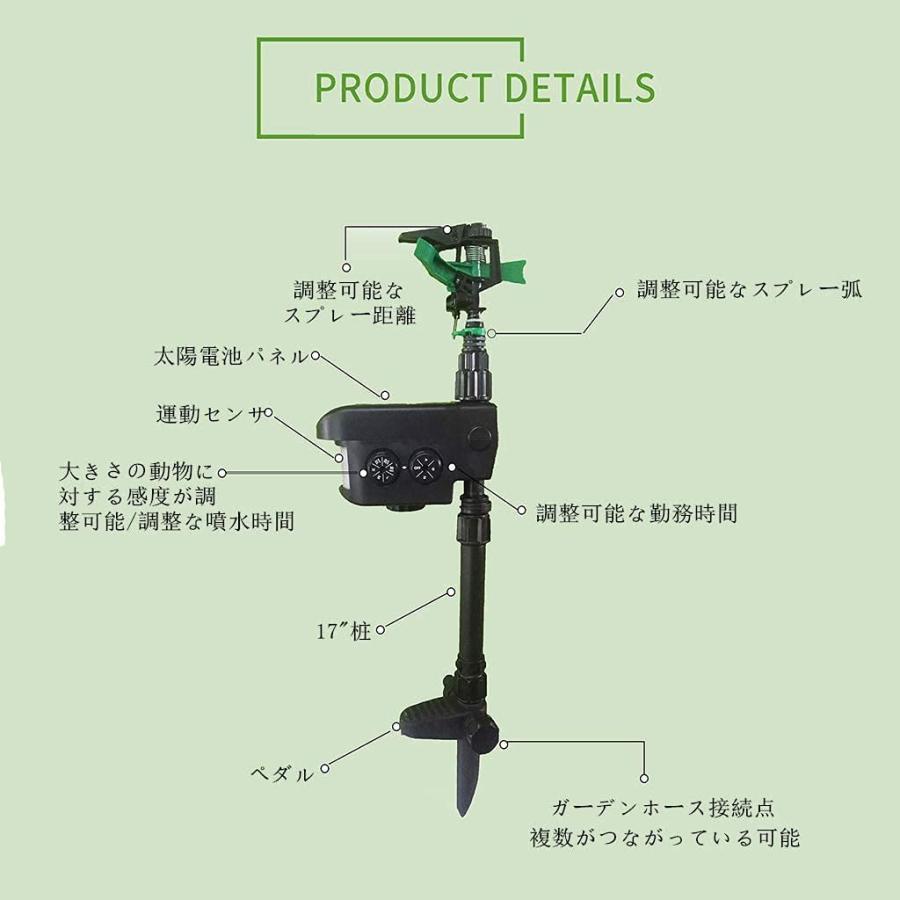 害獣対策 動物撃退器 自動スプリンクラー 有害動物の侵入防止 鳥避け カラス、リス、鼬、鹿など対応 鹿よけ 鳥害対策 無傷害