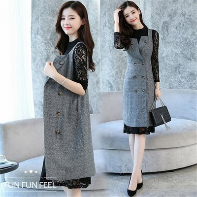 レディースレースセットアップ秋冬セットアップ40代ロング丈きれいめ長袖レースワンピース韓国風スーツベストワンピース 通販 Lineポイント最大get Lineショッピング