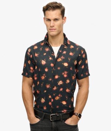 Superdry Men's Short Sleeve Printed Shirt Orange Size: M