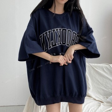 韓版字母寬鬆短袖t恤 中長版 oversize t恤 短袖大學t 上衣女生 大尺碼t恤  夏天衣服 大尺碼女裝 A273