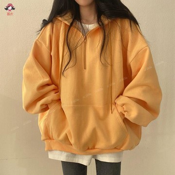 台灣出貨 5色 100%衛衣女拉鍊連帽2021新款秋冬款加絨厚款薄款春秋冬季寬鬆韓版衛衣女美式復古衛衣廣大衛衣女慵懶風衛
