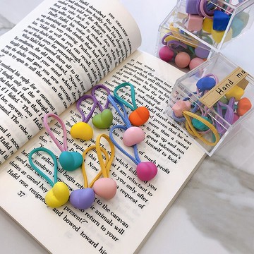 韓國簡約ins風發飾發繩兒童女高彈力耐用糖果色扎馬尾發圈皮筋