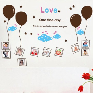 壁貼 愛心熱氣球相框 創意壁貼 無痕壁貼 壁紙 牆貼 Loxin