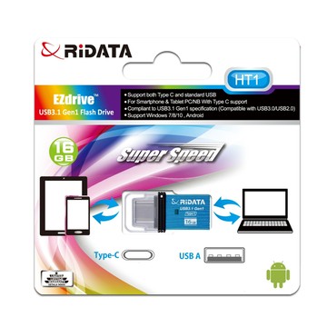 RIDATA錸德HT1 USB3.1Gen1+TypeC雙介面隨身碟 16G OTG