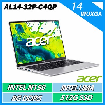 Acer 宏碁 Aspire Lite AL14-32P-C4QP  (N150/8G/512GB/Win11/14吋WUXGA)文書筆電