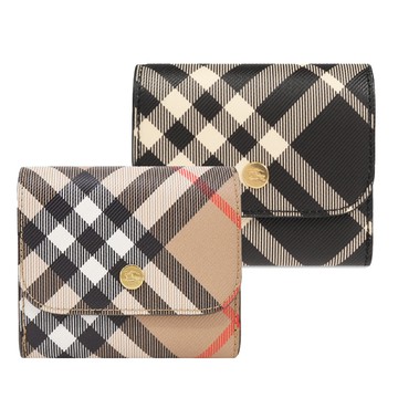 BURBERR 新款格紋翻蓋短夾(任選)