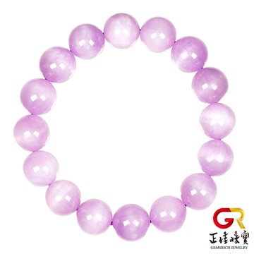 【正佳珠寶】紫鋰輝 頂級貓眼紫鋰輝 12.8-13.3mm 貓眼紫鋰輝手珠｜日本彈力繩