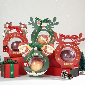 2027🎅🎁 【心悠】聖誕節平安夜平安果裝蘋果禮盒水果聖誕禮品透明裝飾盒