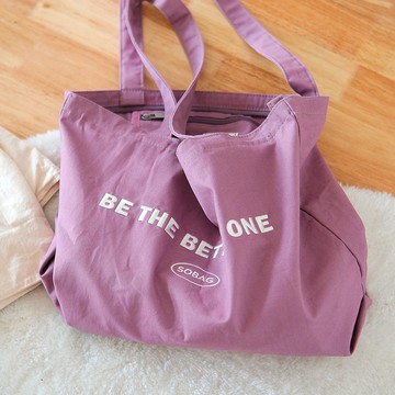 sobag日系簡約輕便拉鍊單肩帆布大包女秋冬艺文大容量通勤托特包