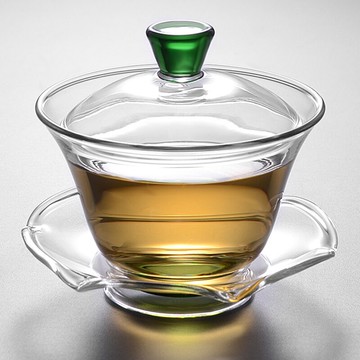 玻璃蓋碗 泡茶碗大號茶杯功夫單個透明多彩茶碗茶杯加厚茶