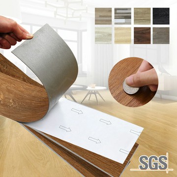 奈米超耐磨自黏木紋地板 12片裝 台灣製 SGS 地磚地板貼磁磚地貼地墊防滑地板拼接地板【AH06020】《約翰家庭百貨