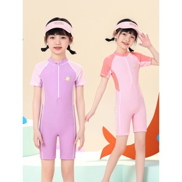 兒童泳衣女童連體2024新款夏季女孩專業訓練防曬游泳衣中大童泳裝