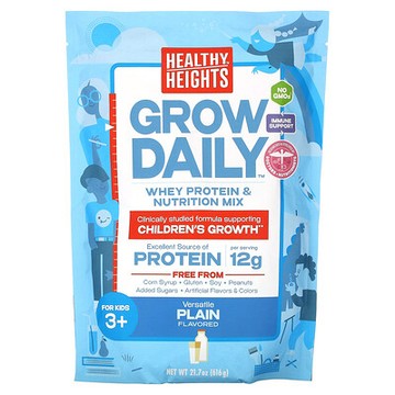 Healthy Heights, 每日成長，乳清蛋白和營養混合物，適合 3 歲以上兒童，普通，21.7 盎司（616 克）